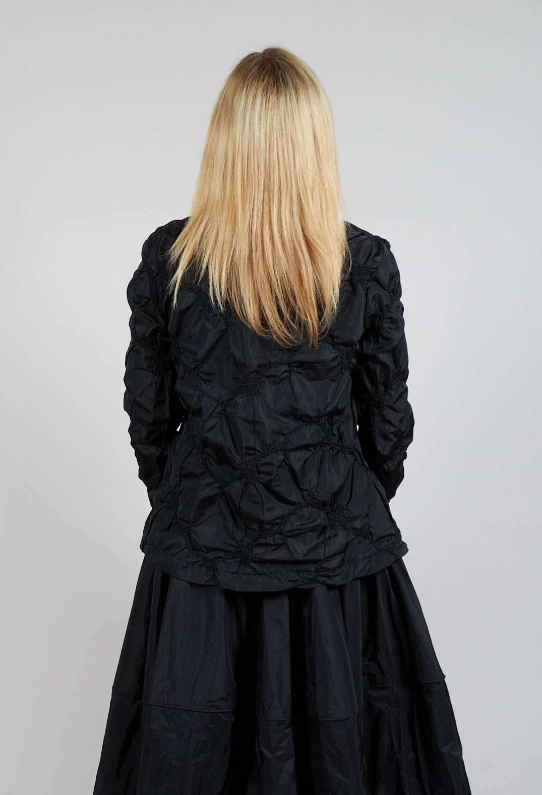 Ruffled Taffeta Jacket in Black