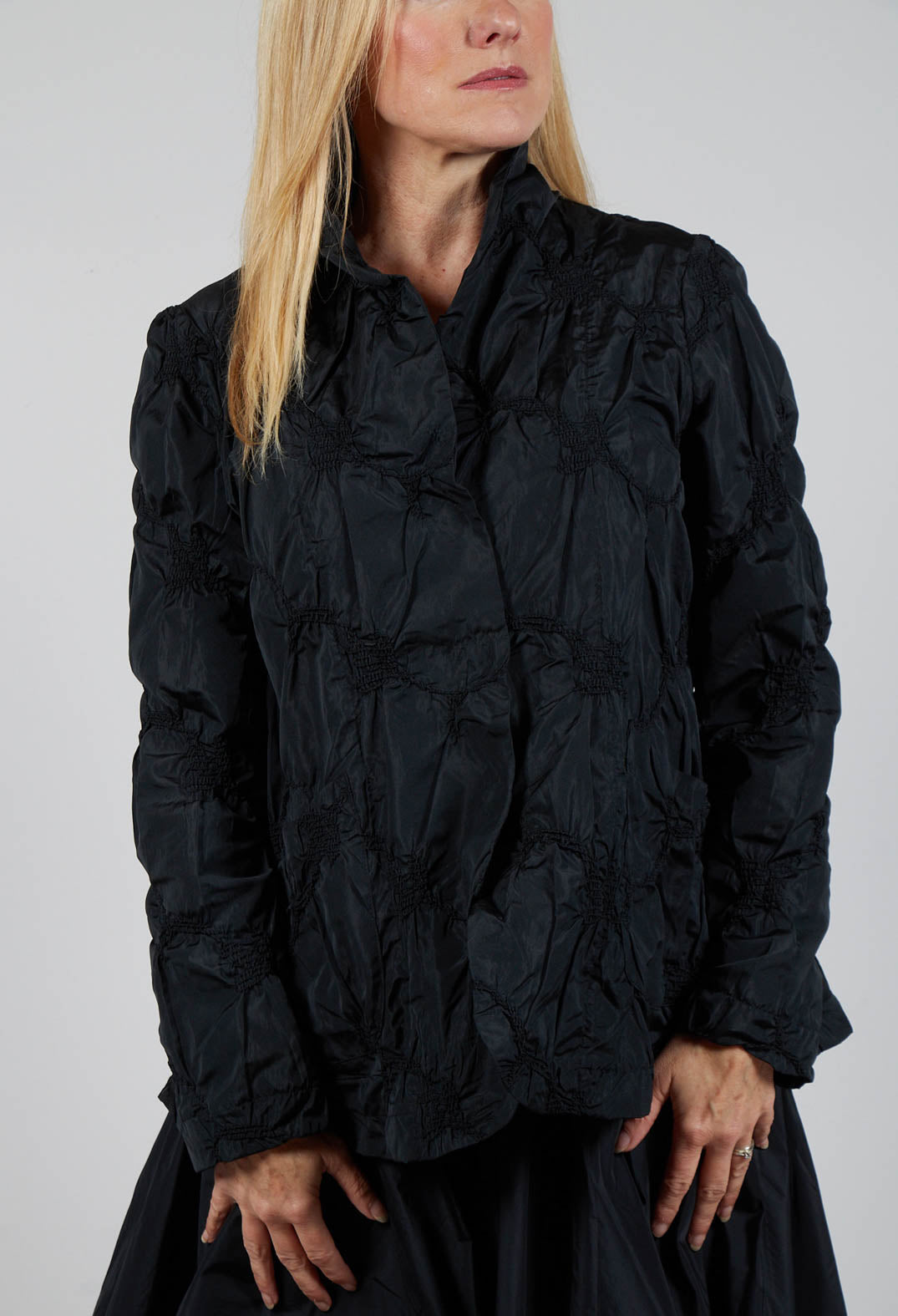 Ruffled Taffeta Jacket in Black