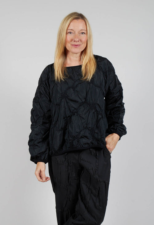 Ruffled Taffeta Shirt in Black