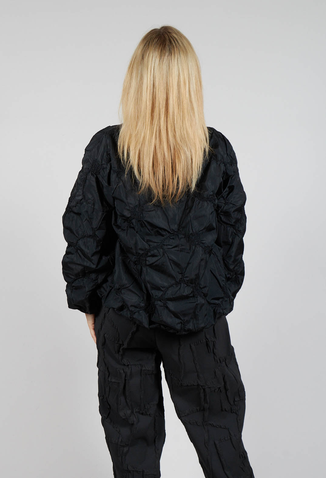 Ruffled Taffeta Shirt in Black