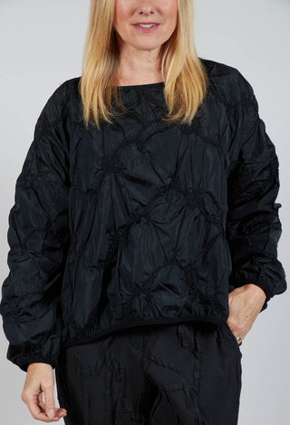 Ruffled Taffeta Shirt in Black