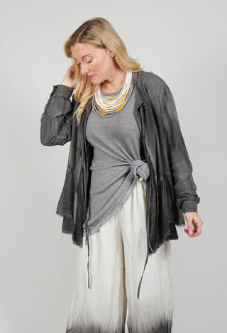 Peplum Tie Blouse in Lino Grey Storm