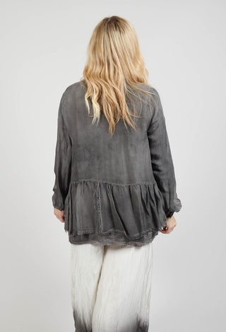 Peplum Tie Blouse in Lino Grey Storm