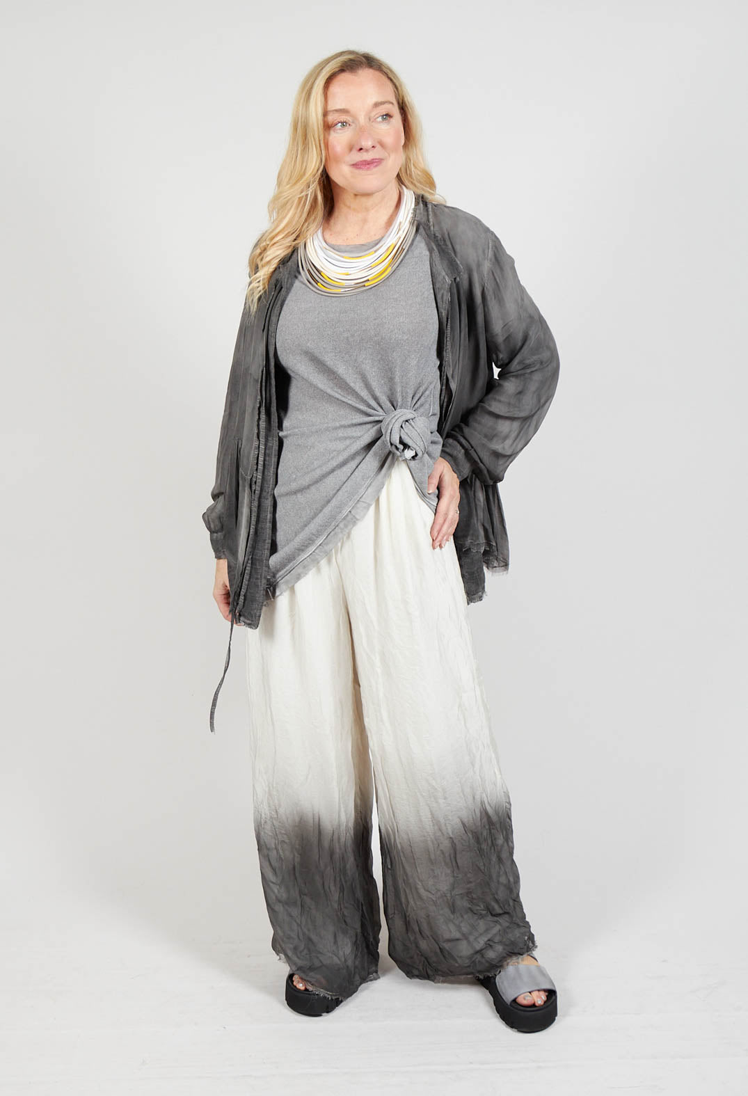 Wide Leg Ombre Trousers in Burro Cream