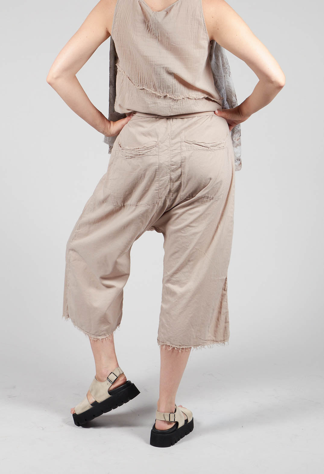 Low Crotch Pull on Trousers in Greige