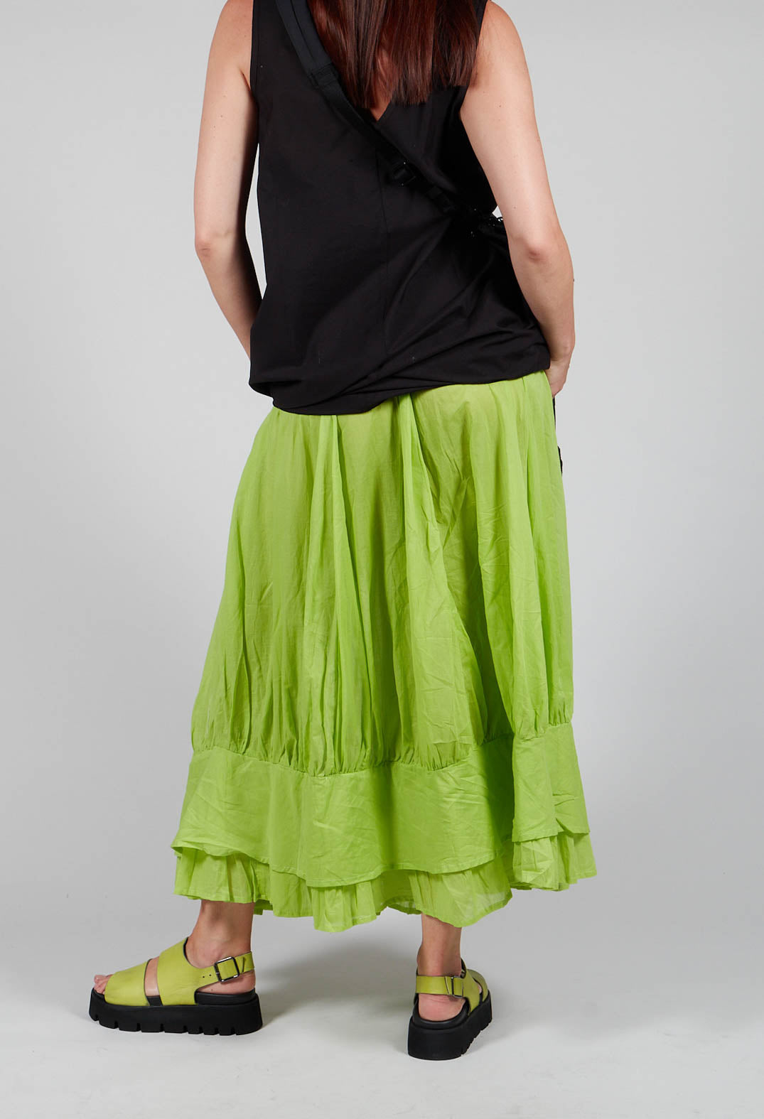 Tiered Long Skirt in Electric Green