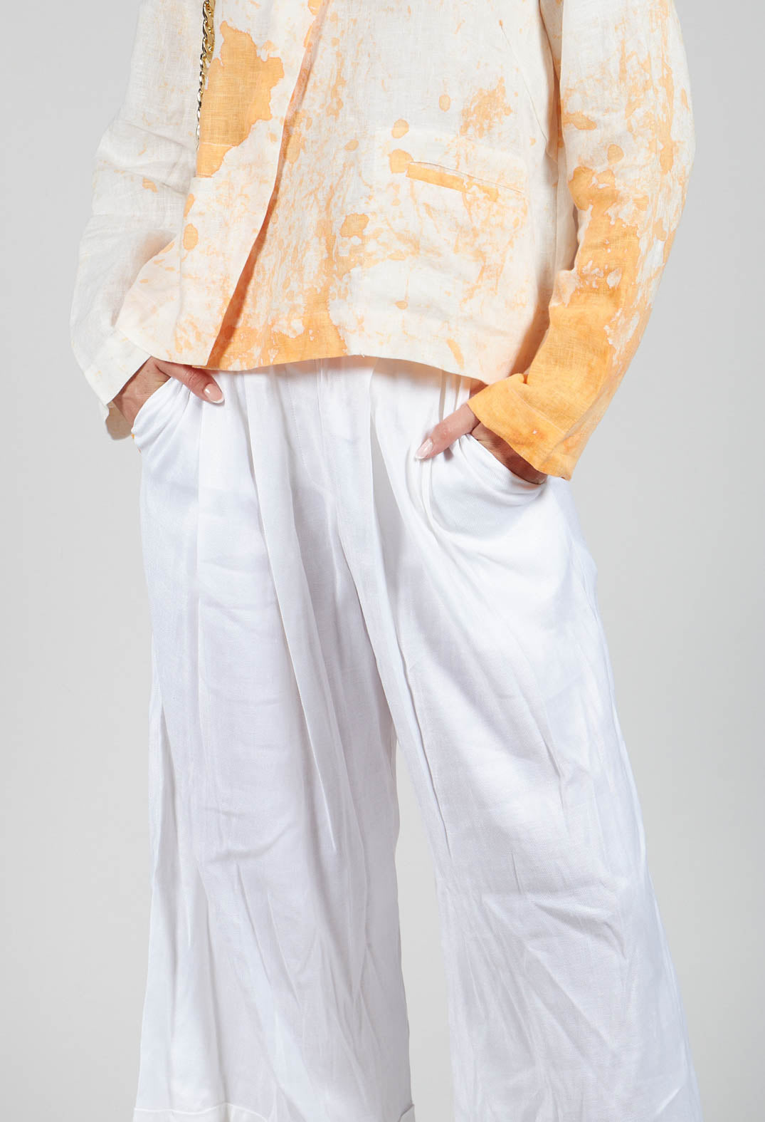 Pleated Wide Leg Trousers in White