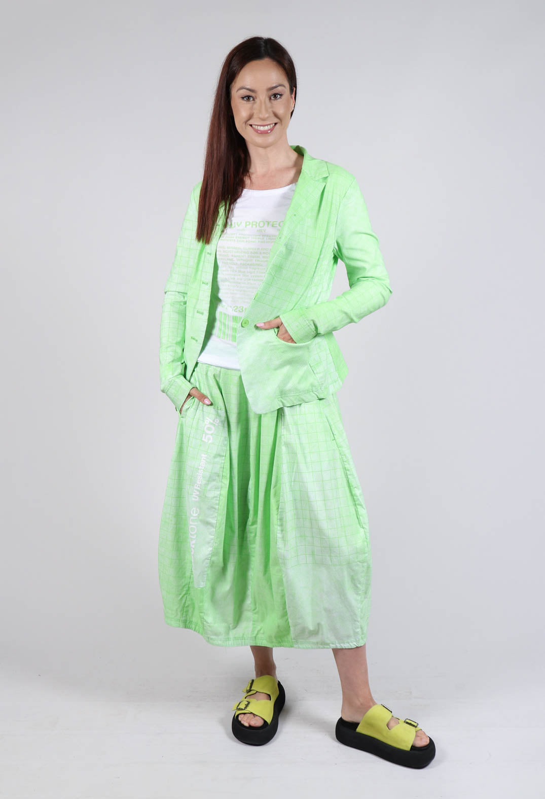 Fitted Button Through Jacket in Lime Print