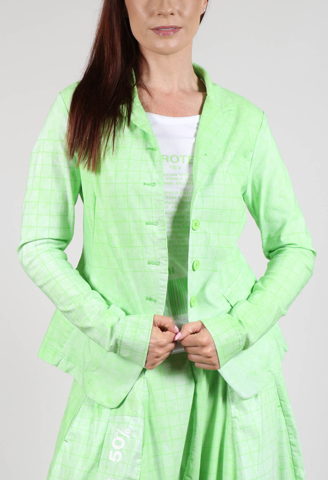 Fitted Button Through Jacket in Lime Print