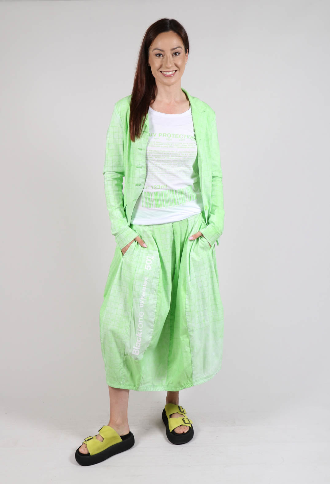 Pull On Tulip Skirt in Placed Lime Print