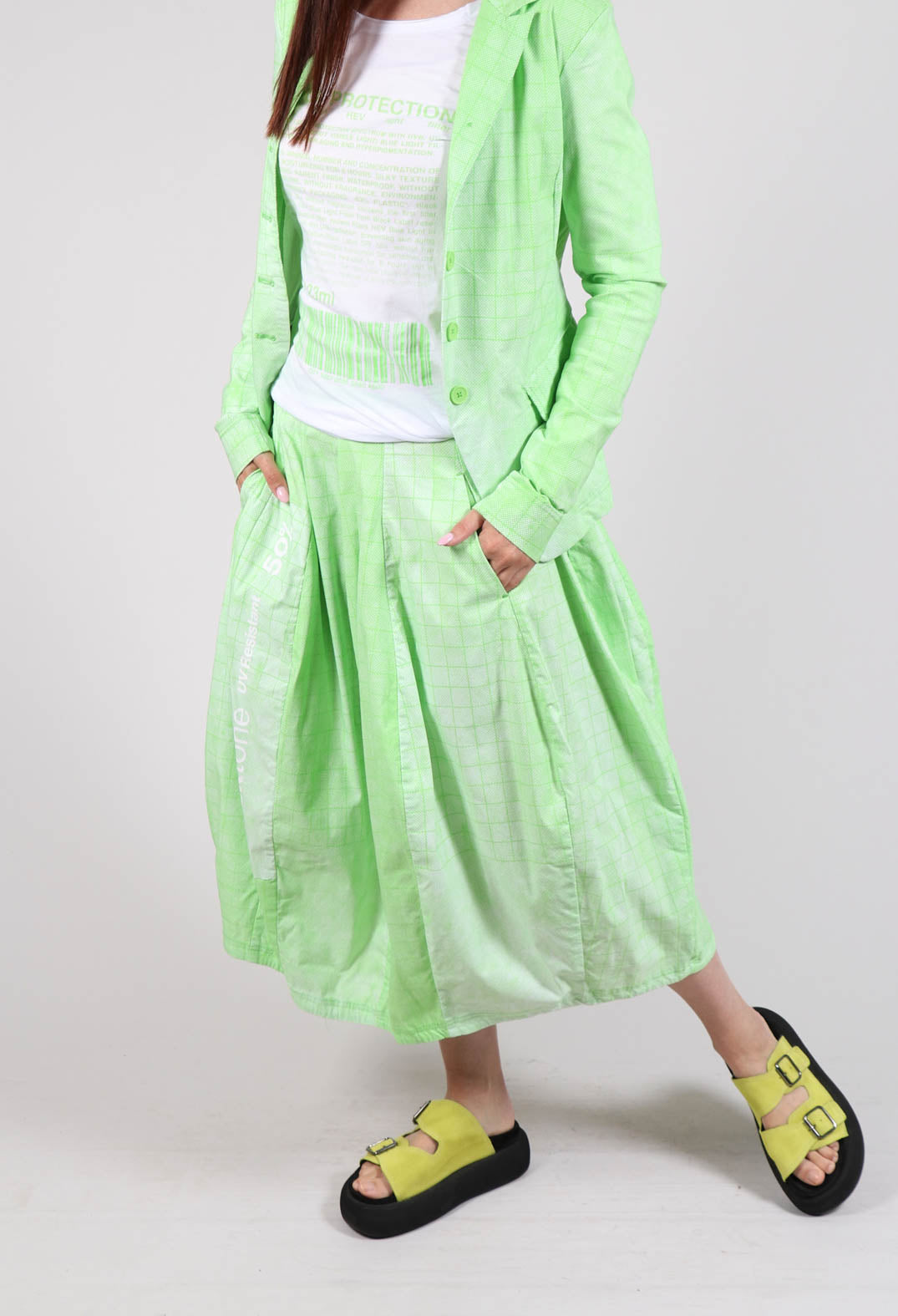 Pull On Tulip Skirt in Placed Lime Print