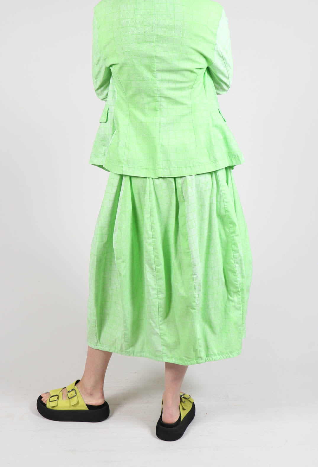 Pull On Tulip Skirt in Placed Lime Print