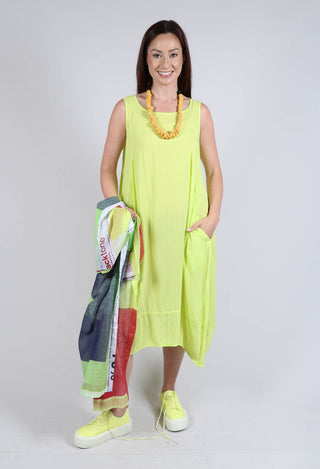 Sleeveless Jersey Dress with Tulip Hem in Sun