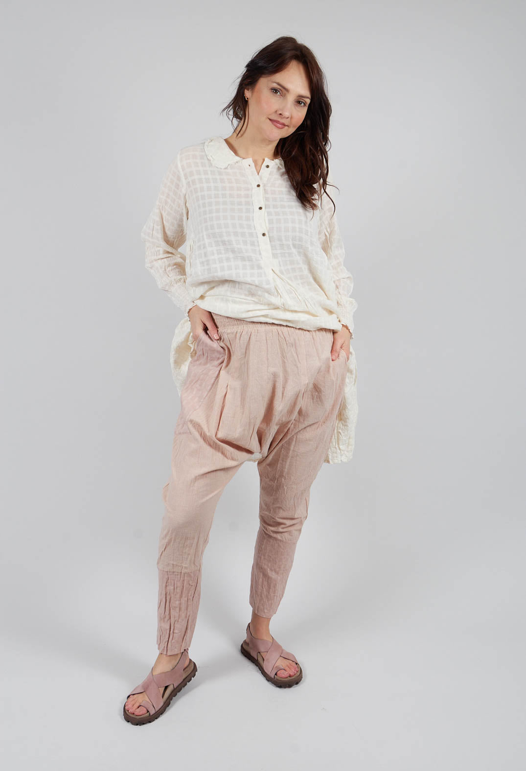 Sarouel Trousers in Cotton Raye Rose