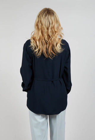 Satin B Shirt in Navy