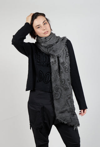 Scarf with Lettering Design in Black Print