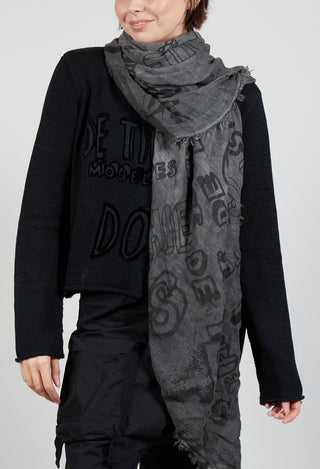 Scarf with Lettering Design in Black Print