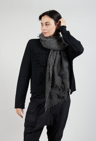 Scarf with Motif in Black Print