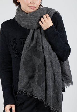 Scarf with Motif in Black Print