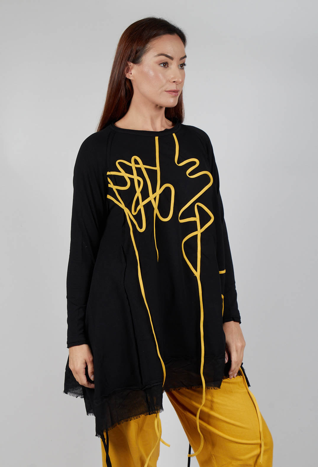 Scrible Print Tunic in Yellow and Black