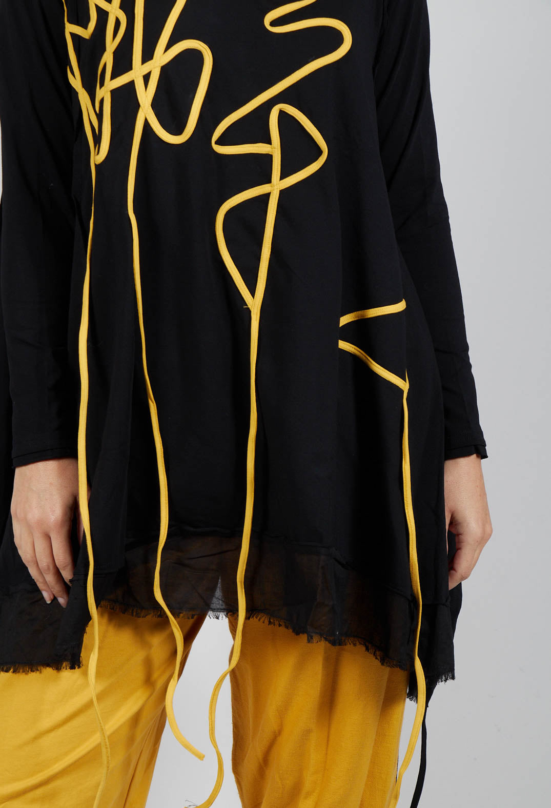 Scrible Print Tunic in Yellow and Black