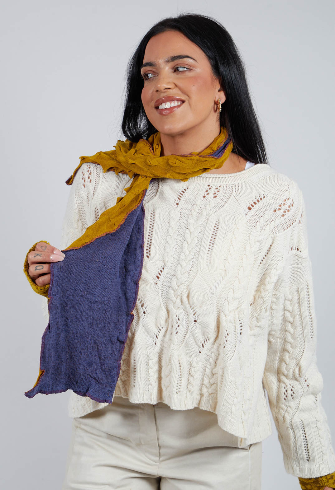 Sea Wool Scarf in Periwinkle Mustard