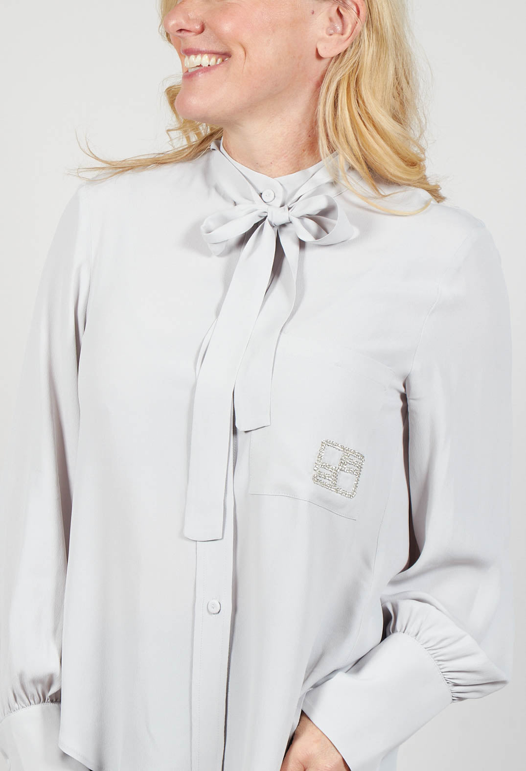 Semi-Sheer Blouse in Light Grey