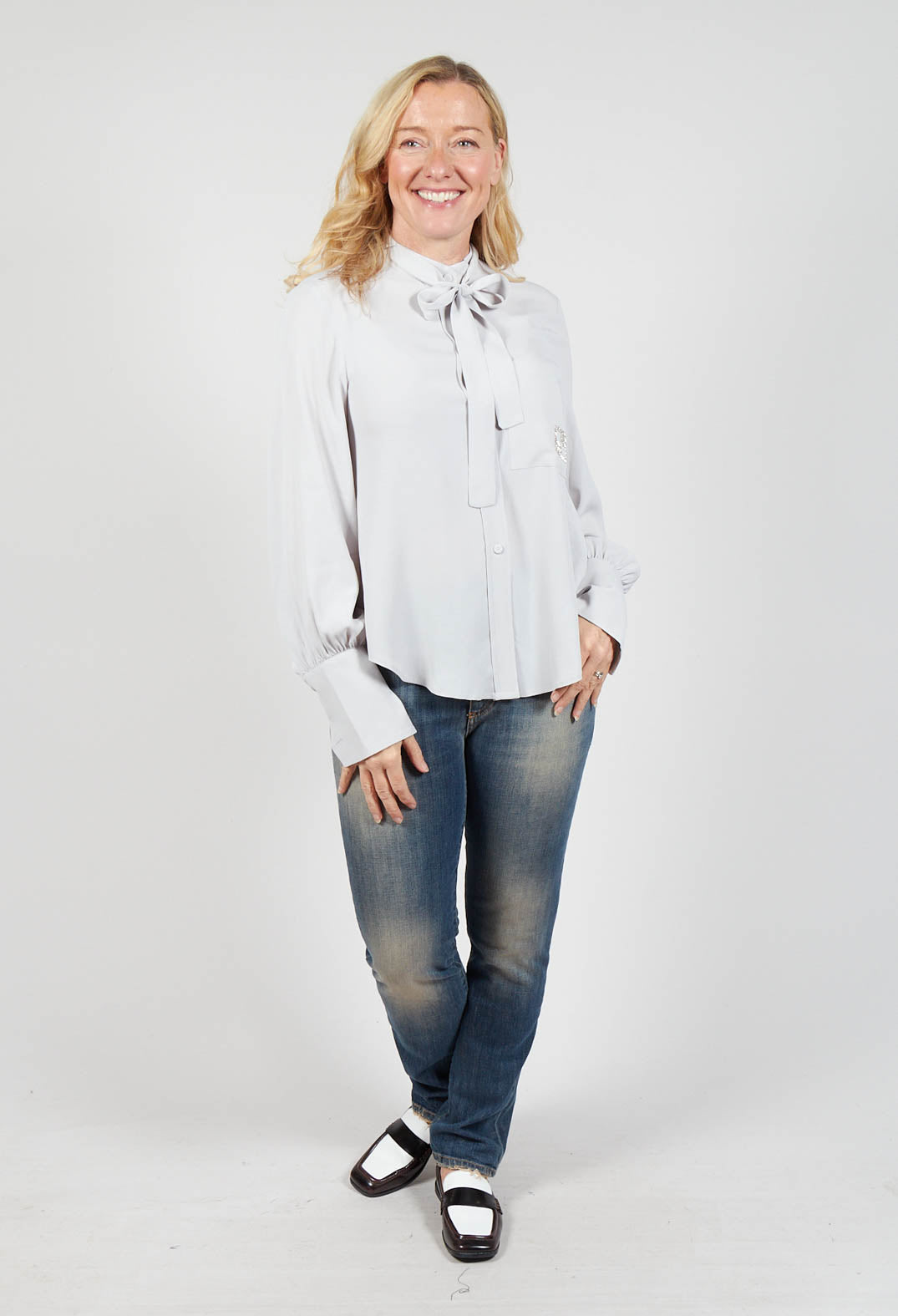 Semi-Sheer Blouse in Light Grey