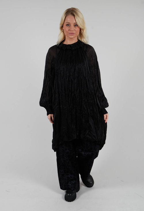 Semi Sheer Shirt Dress in Black