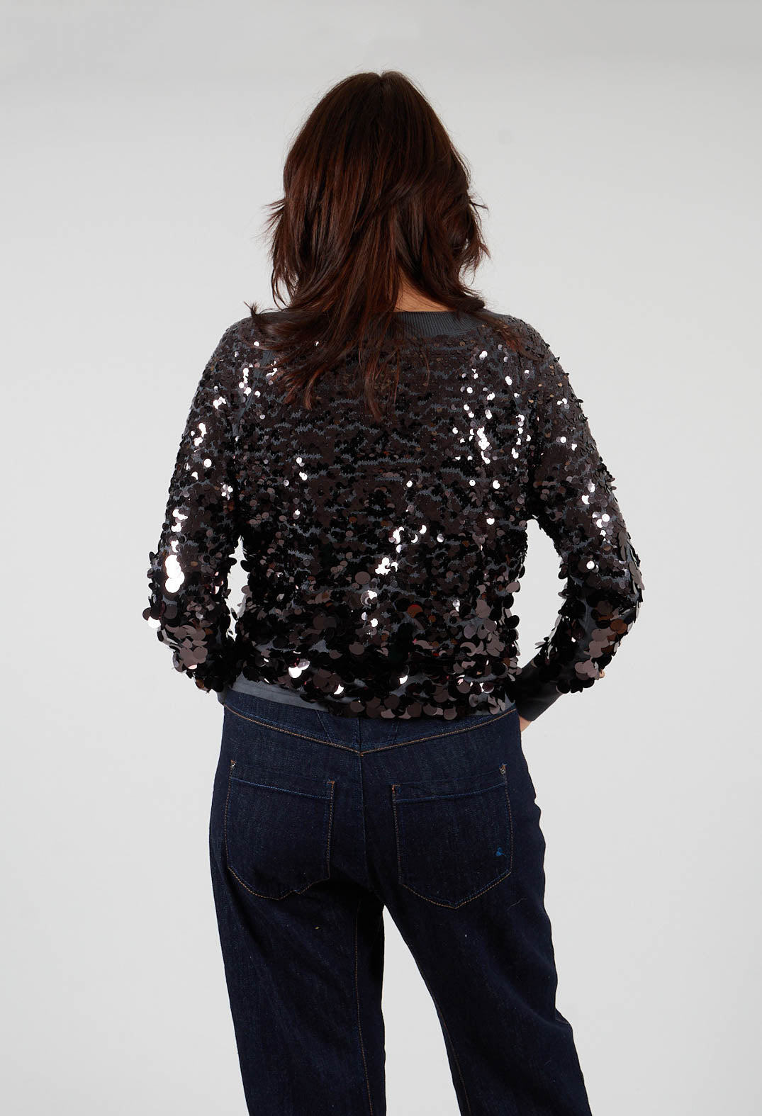 Sequin Cardigan in Dark Grey