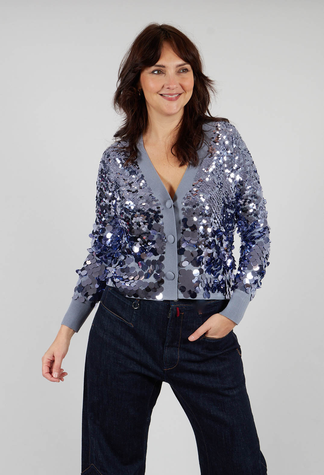 Sequin Cardigan in Lilac Breeze