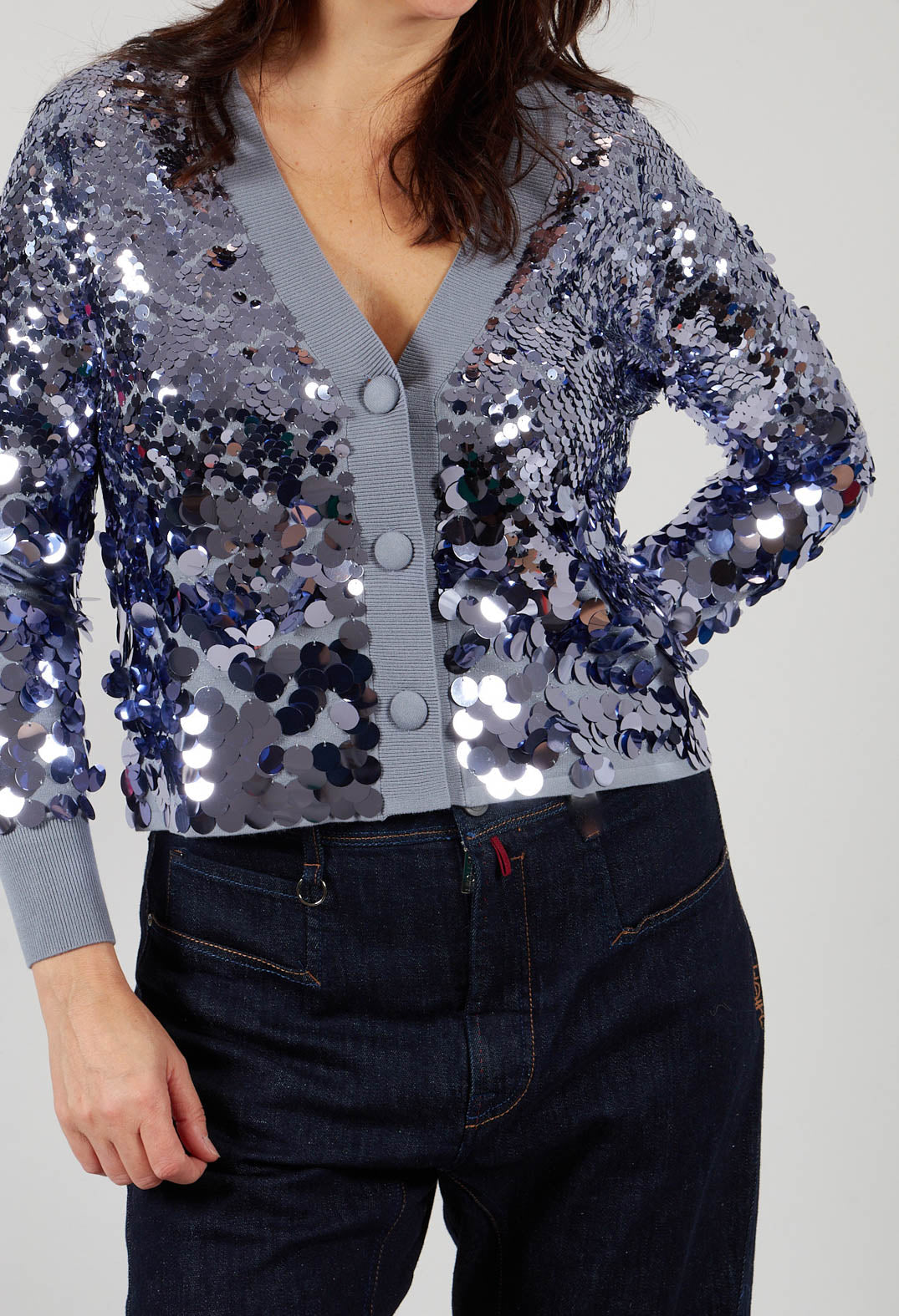 Sequin Cardigan in Lilac Breeze