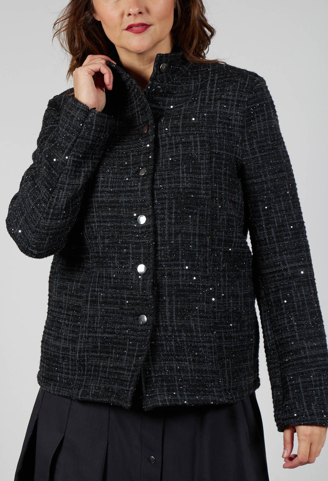 Sequin Jacket in Charcoal