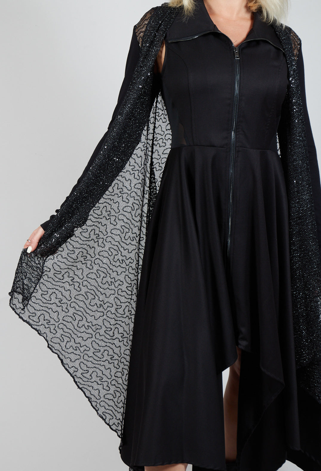 Sequin Waterfall Cardigan in Black