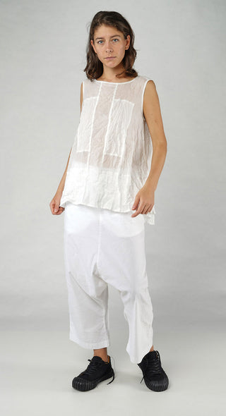 PRE-ORDER -  Sheer Boat Neckline Vest with Contrasting Panels in Greige Paper (Pictured in Semi Bleach Paper)