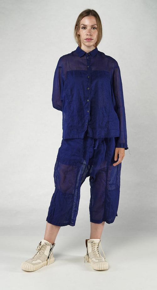 PRE-ORDER - Sheer Crinkled Shirt in Royal Paper (Pictured in Ocean Paper)