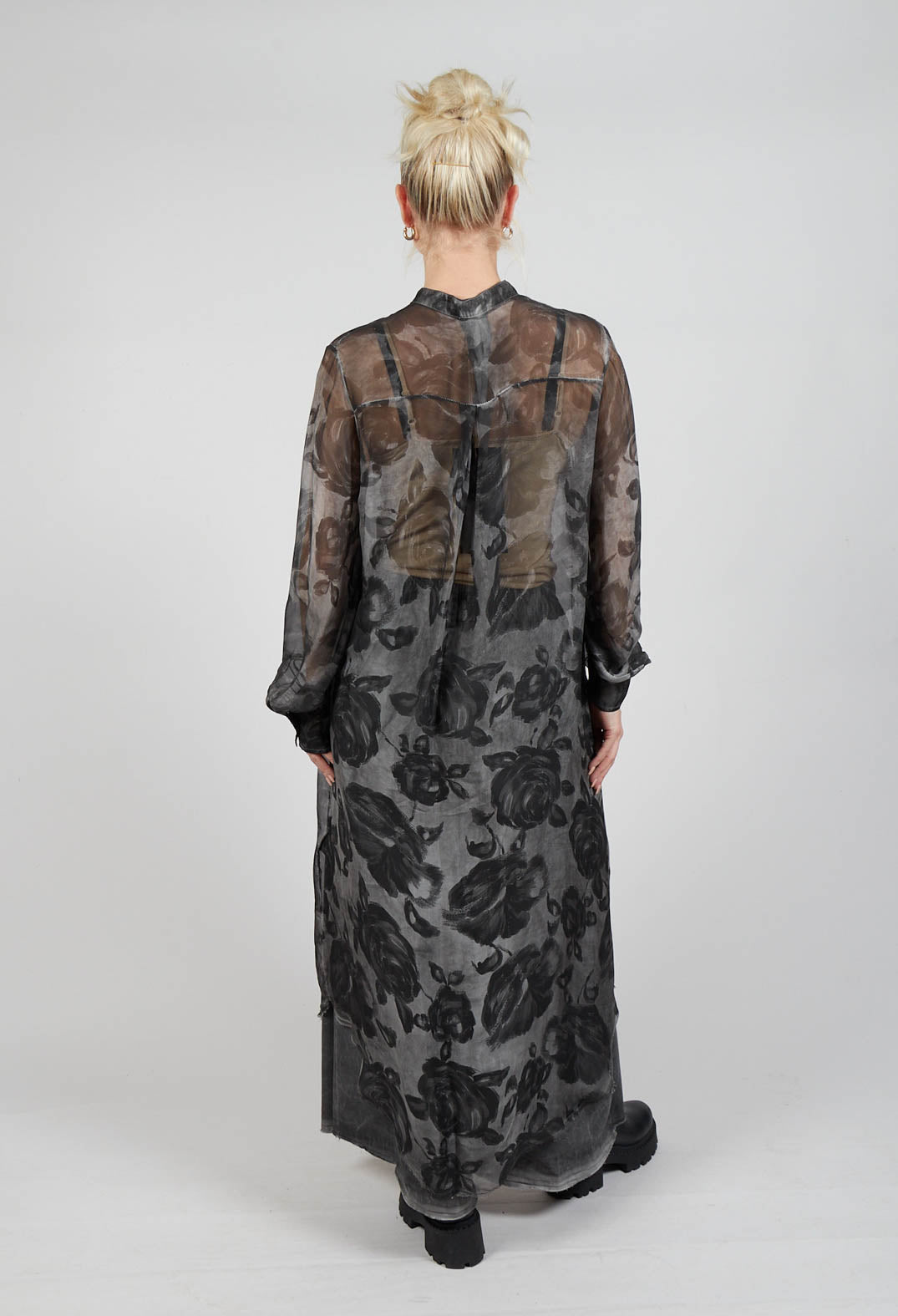 Sheer Dress in Viscosa Seta Tinto freddo Grey Storm