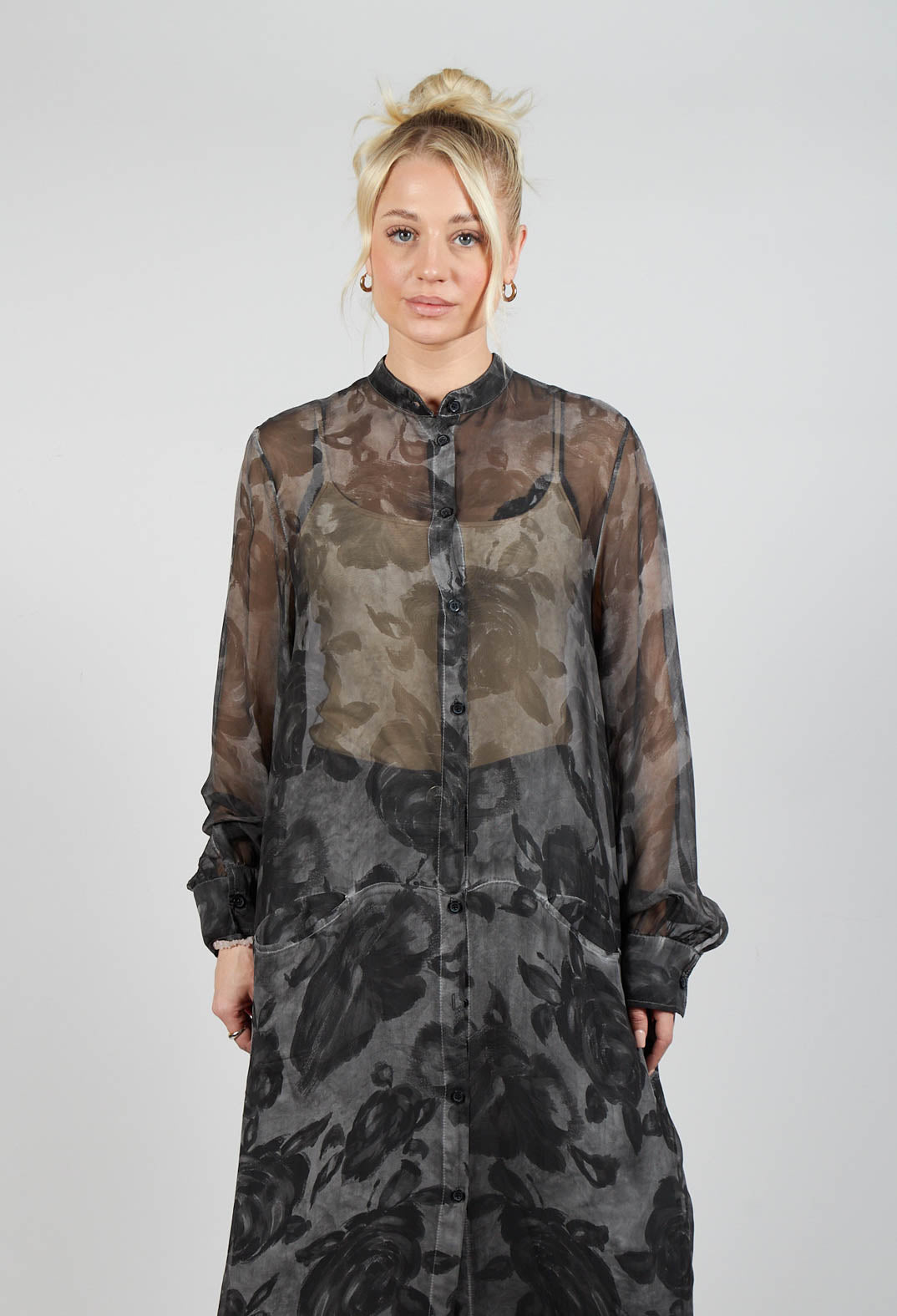 Sheer Dress in Viscosa Seta Tinto freddo Grey Storm