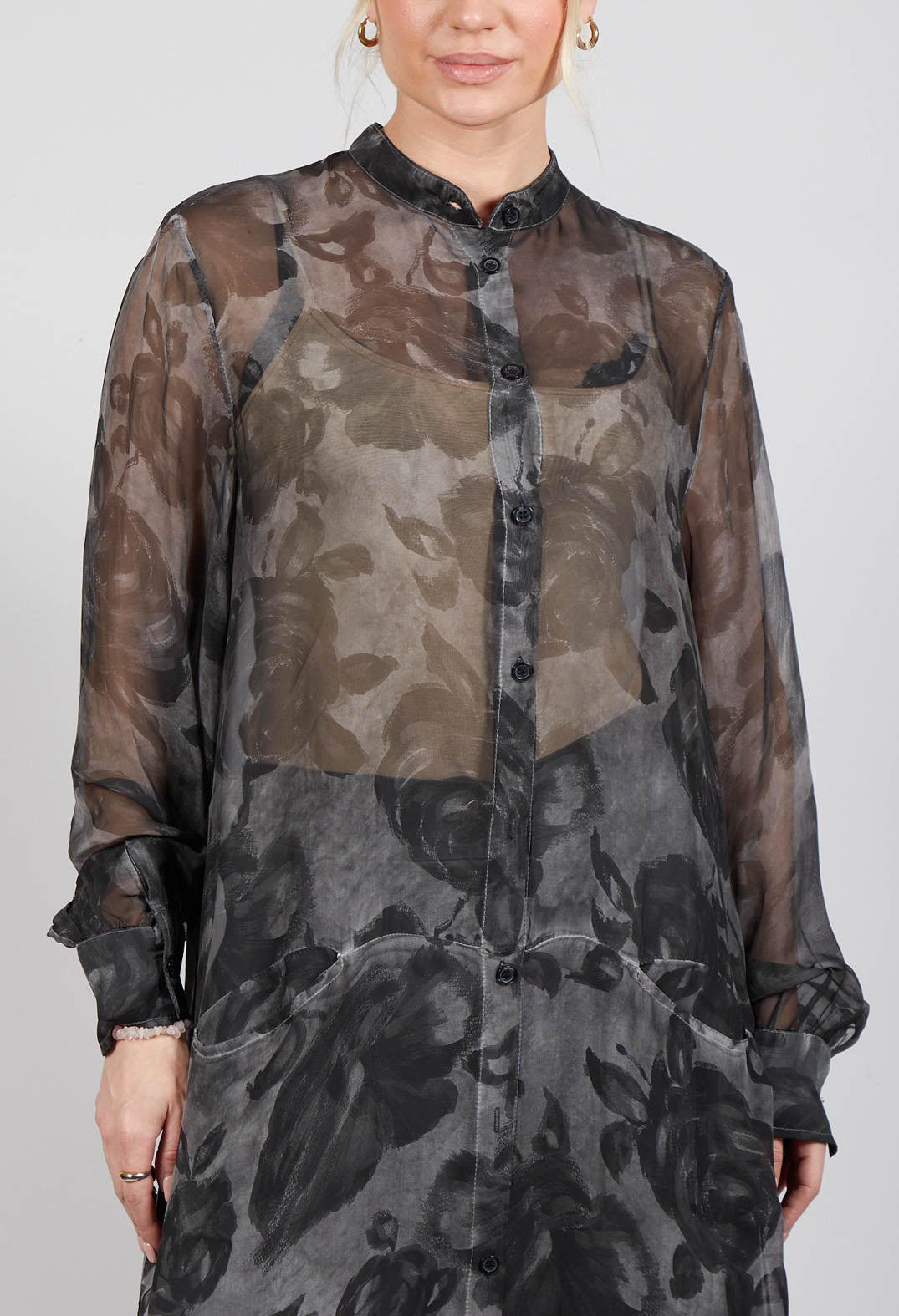 Sheer Dress in Viscosa Seta Tinto freddo Grey Storm