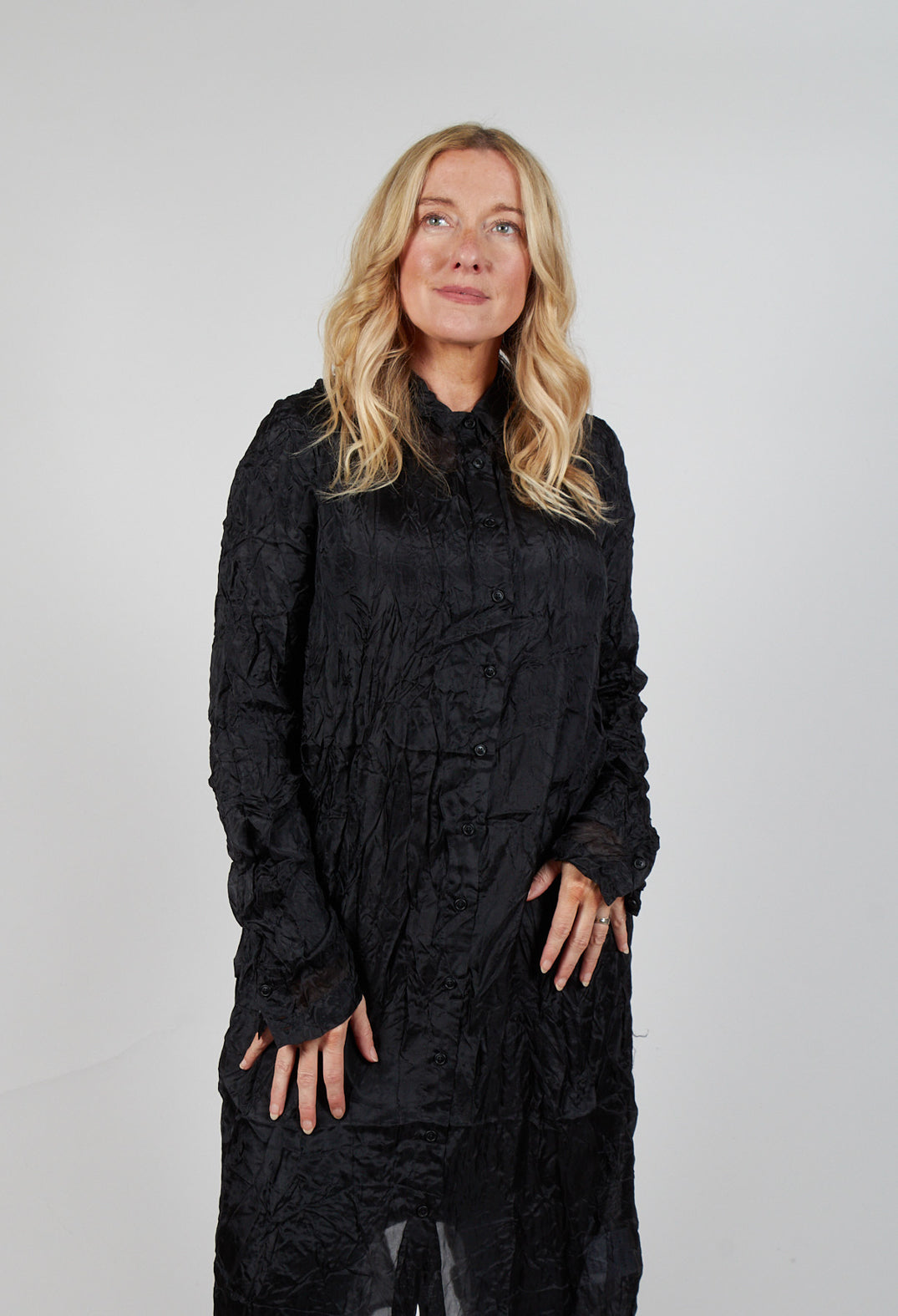 Sheer Shirt Dress in Black