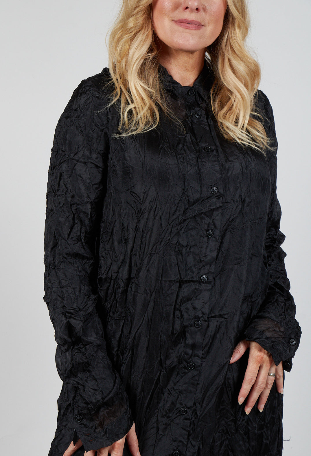 Sheer Shirt Dress in Black