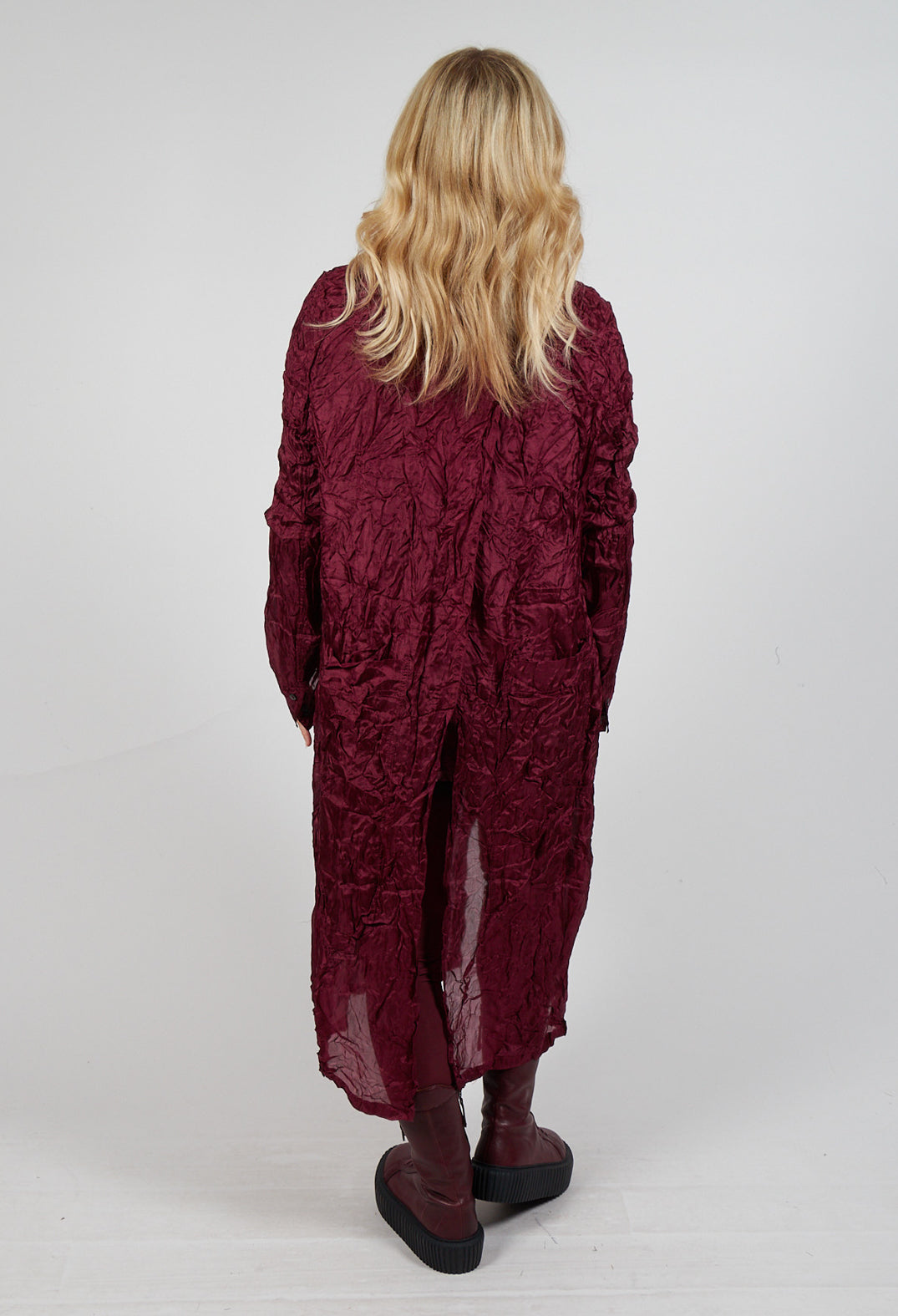 Sheer Shirt Dress in Merlot Cloud