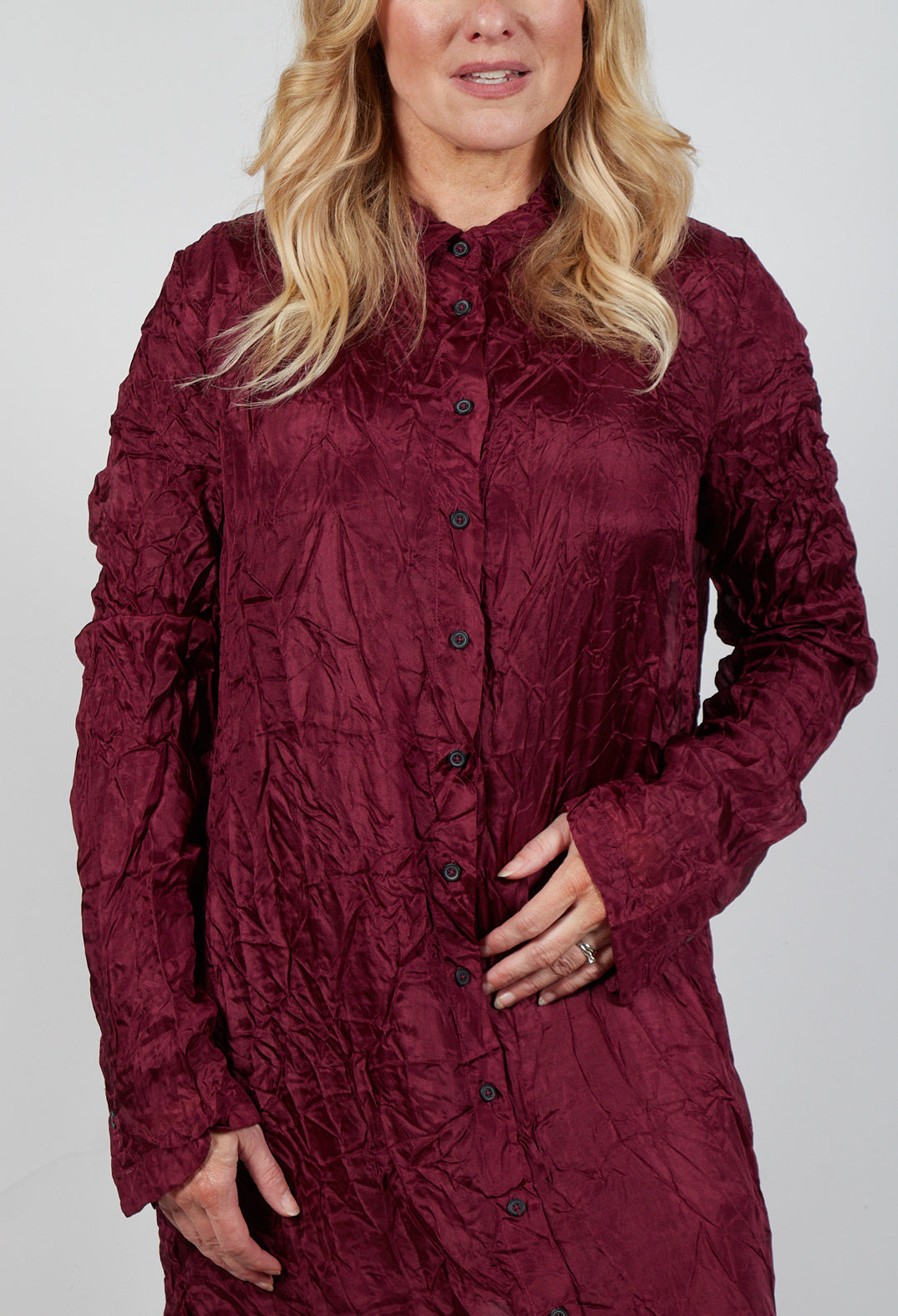 Sheer Shirt Dress in Merlot Cloud