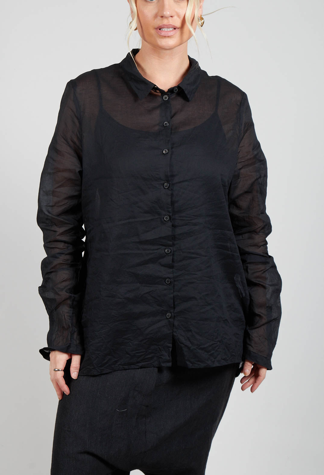 Sheer Shirt in Black Stiff