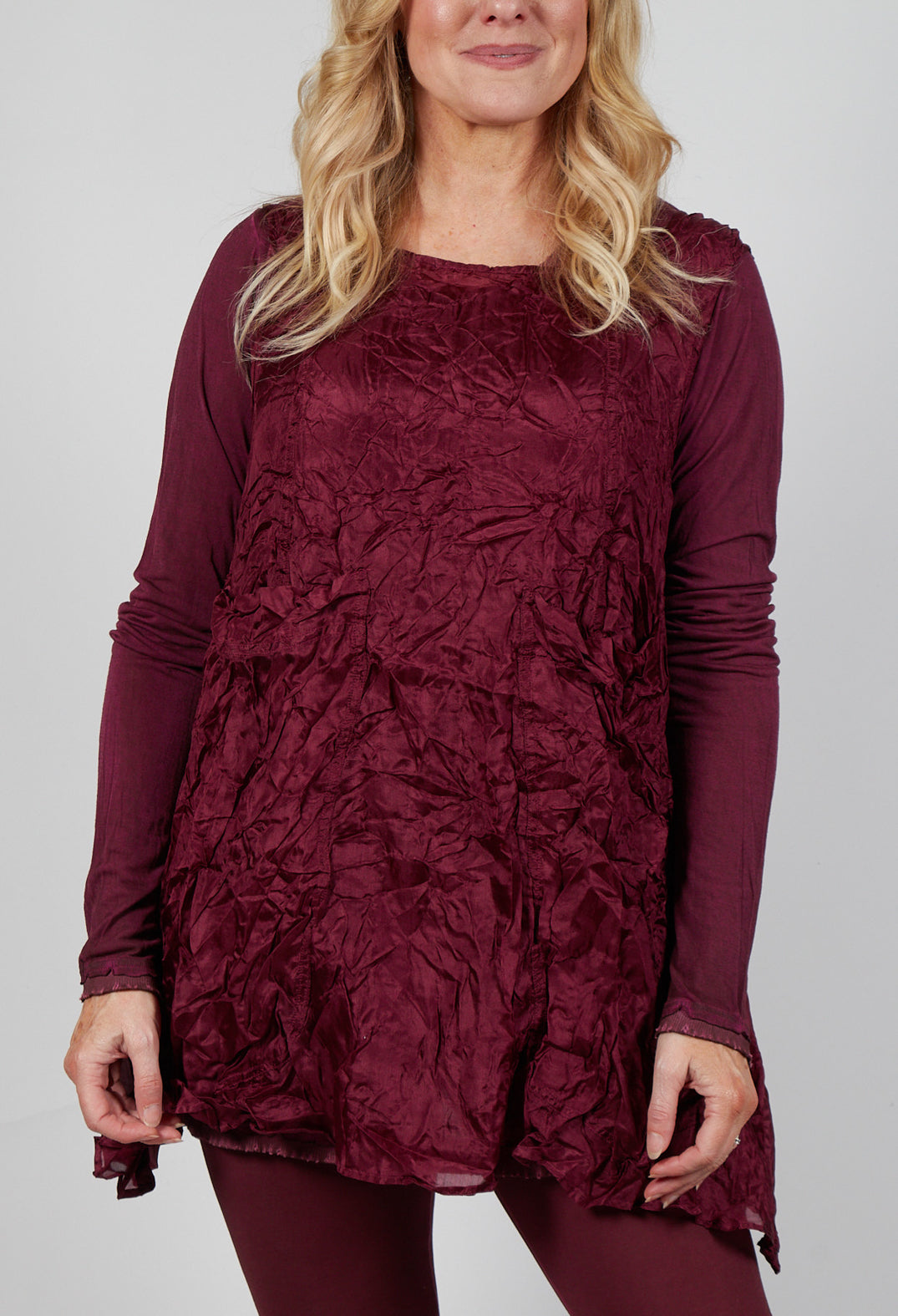 Sheer Sleeveless Top in Merlot Cloud