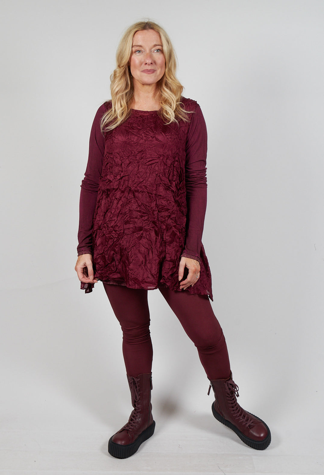 Sheer Sleeveless Top in Merlot Cloud