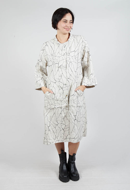 Shirt Dress with Print in White