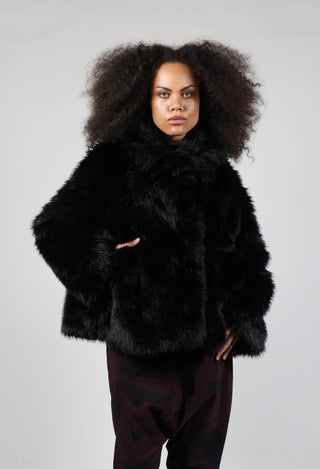 Short Faux Fur Coat in Black