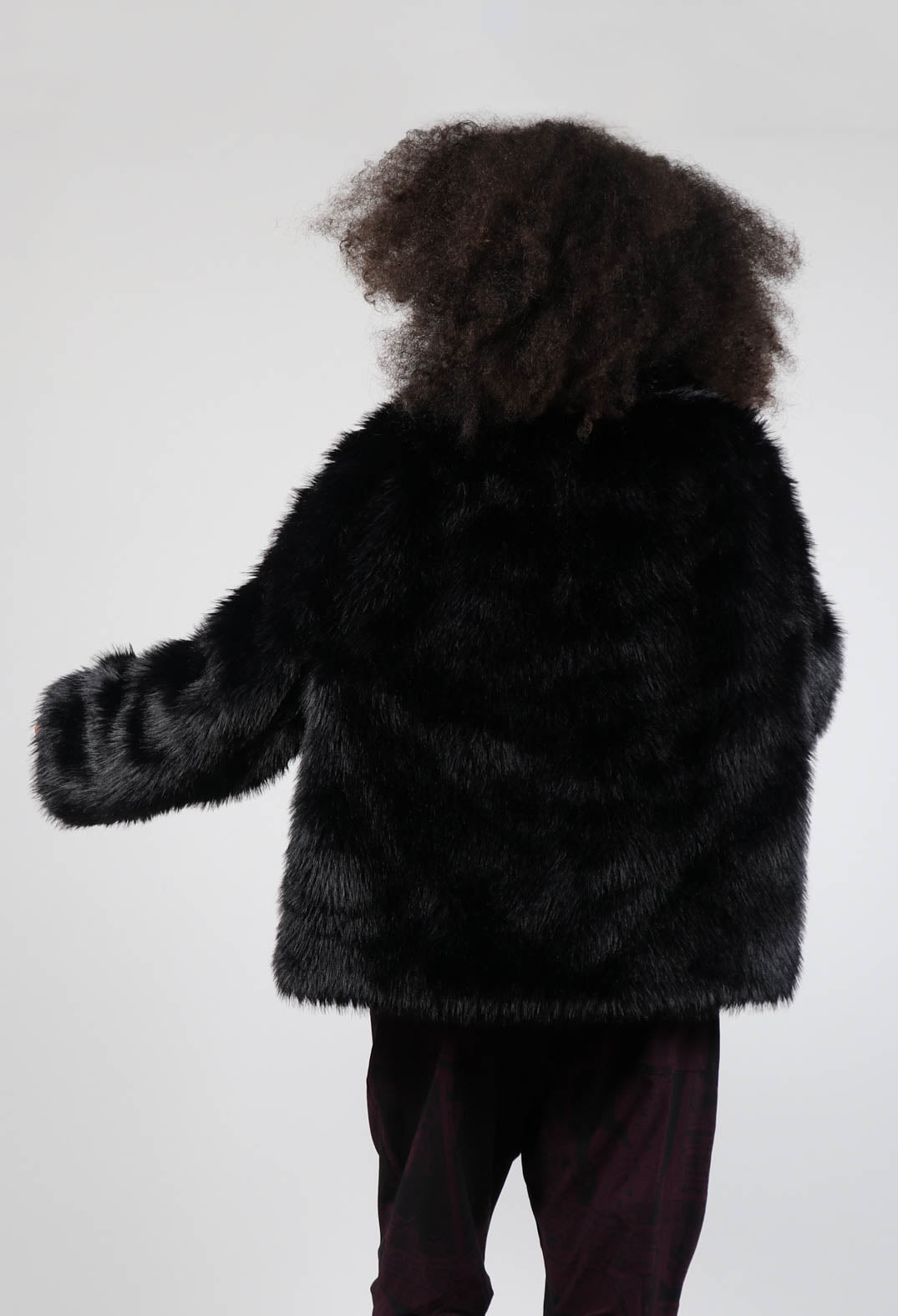 Short Faux Fur Coat in Black