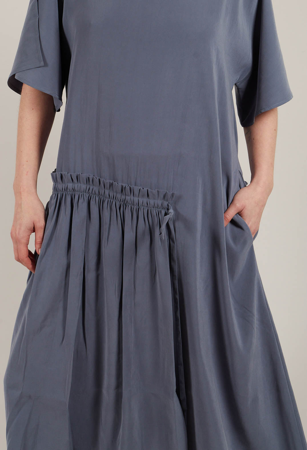 Short Sleeve Drop Waist Dress in Cloud Blue